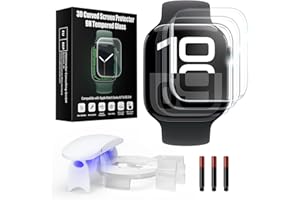 UV Tempered Glass Screen Protector for Apple Watch Series 11/10 42mm,Tempered Glass Curved Full Coverage Watch Screen Protect