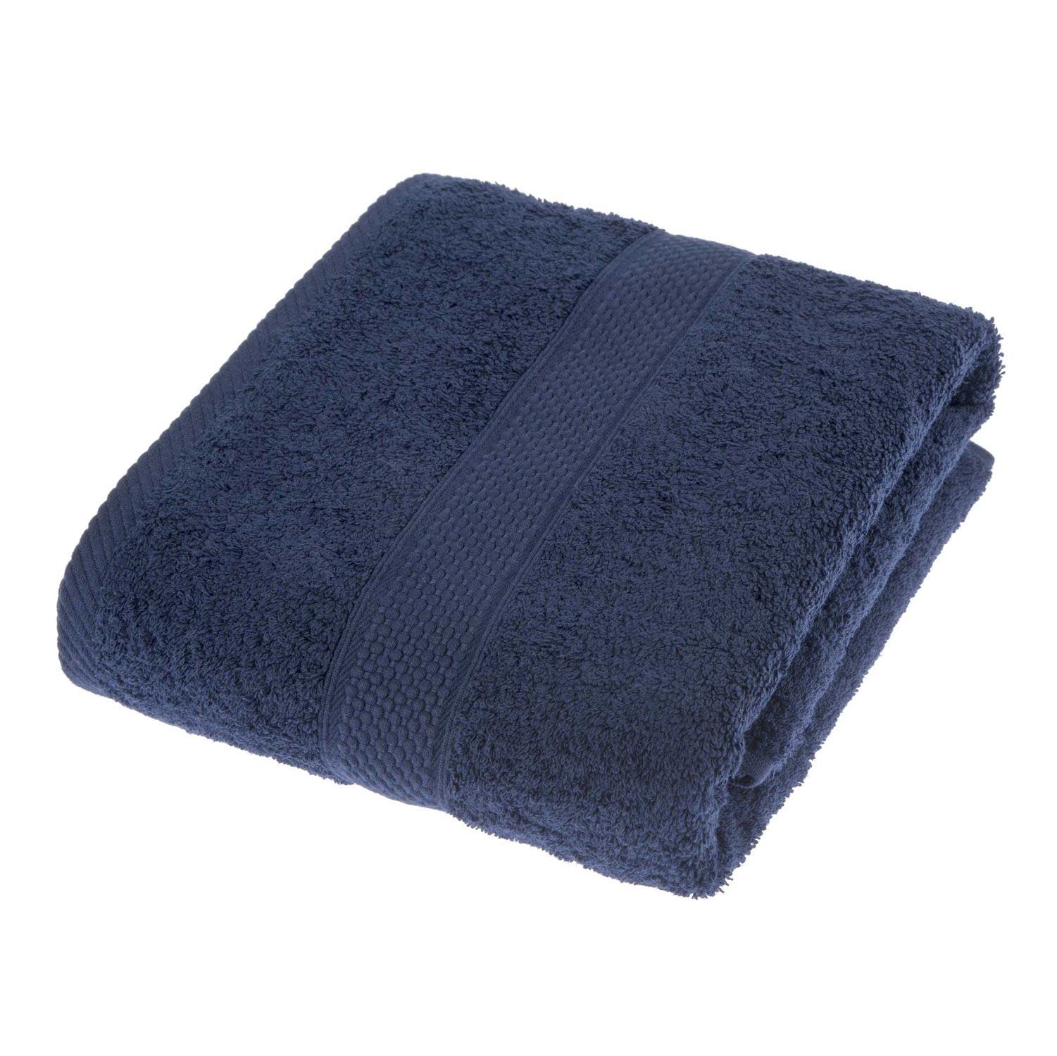 HOMESCAPES Navy Blue Turkish Cotton Bath Towel Super Soft Thick & Absorbent 500 GSM Towel Heavy Weight for everyday Luxury — image 1