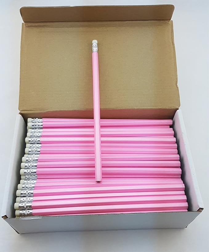 ezpencils 144 Pearl Pink Pencils with Silver Ferrule