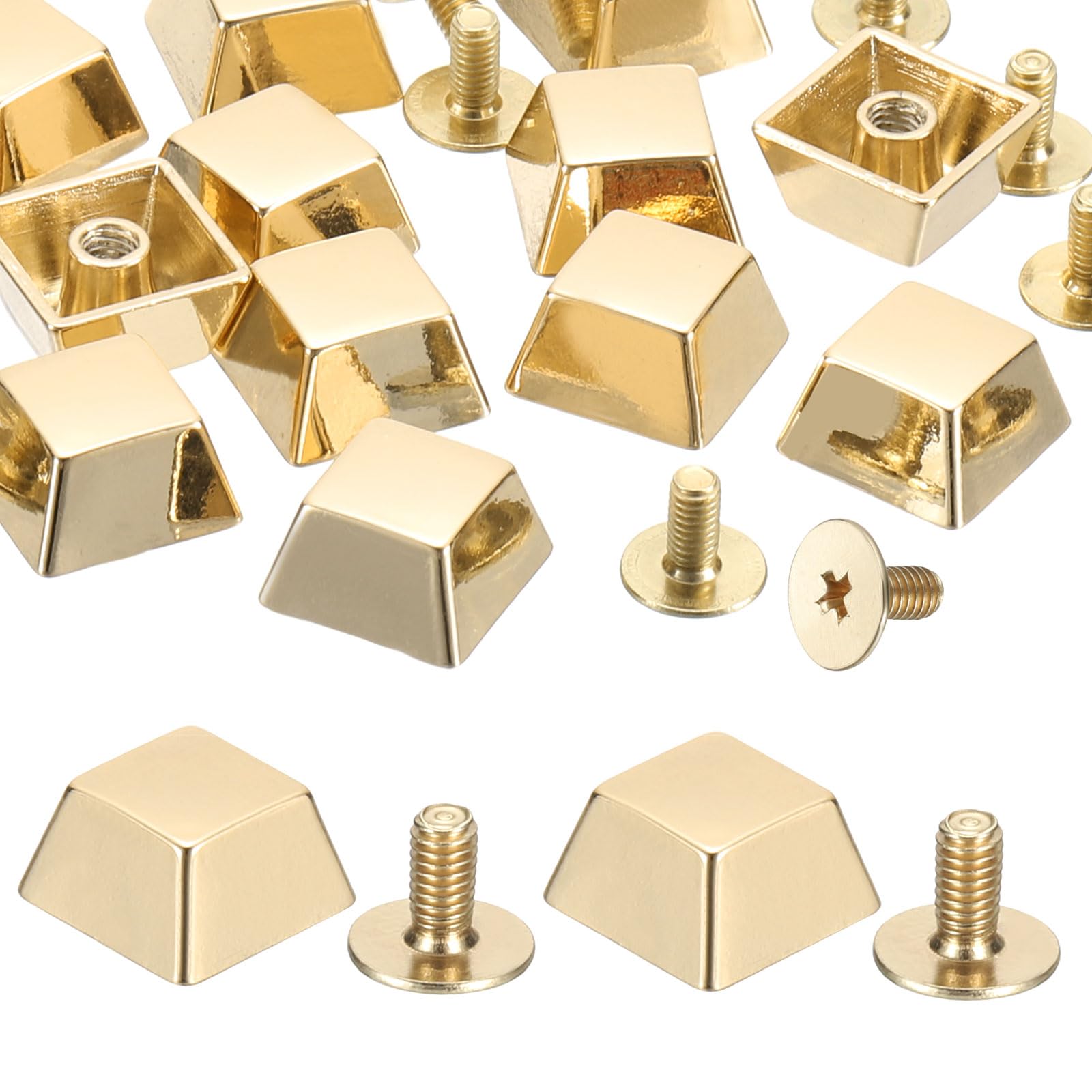 PATIKIL 8.5x12x5.5mm Spikes for Clothes, 12 Set Metal Button Spikes Screw Kit Flat Head Rivets Screw DIY Leather Barrel Studs Hardware Trim Craft, Light Gold