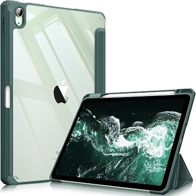 FINTIE Hybrid Case for iPad Air 5th/4th Gen 10.9 Midnight Green Pencil Holder