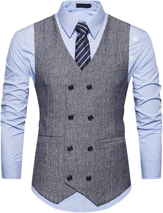 Gilet doppio-petto terracotta in lino essenziale