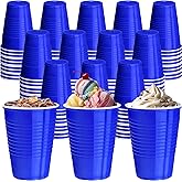 cssopenss 120 pcs 16 oz Blue plastic cups Gender Reveal plastic Disposable cups blue Party Cups for drinking Tastings served Snacks Barbecues Picnics