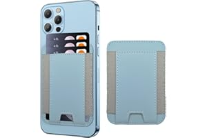 ZOYINSGU Magnetic Wallet Card Holder for Apple iPhone with Magsafe, Wallet for iPhone 14 / 13 / 12 Series, Leather Mag Safe Wallet for iPhone 14 13 12 Pro Max Plus Mini, Stretchy Fabric Fit 8 Cards, SkyBlue
