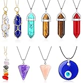 Crystal Necklace Healing Amethyst Crystals Carnelian Chakra Necklaces Evil Eye Necklace Vintage Boho Quartz Jewelry Heart Gemstone Pendant for Women
