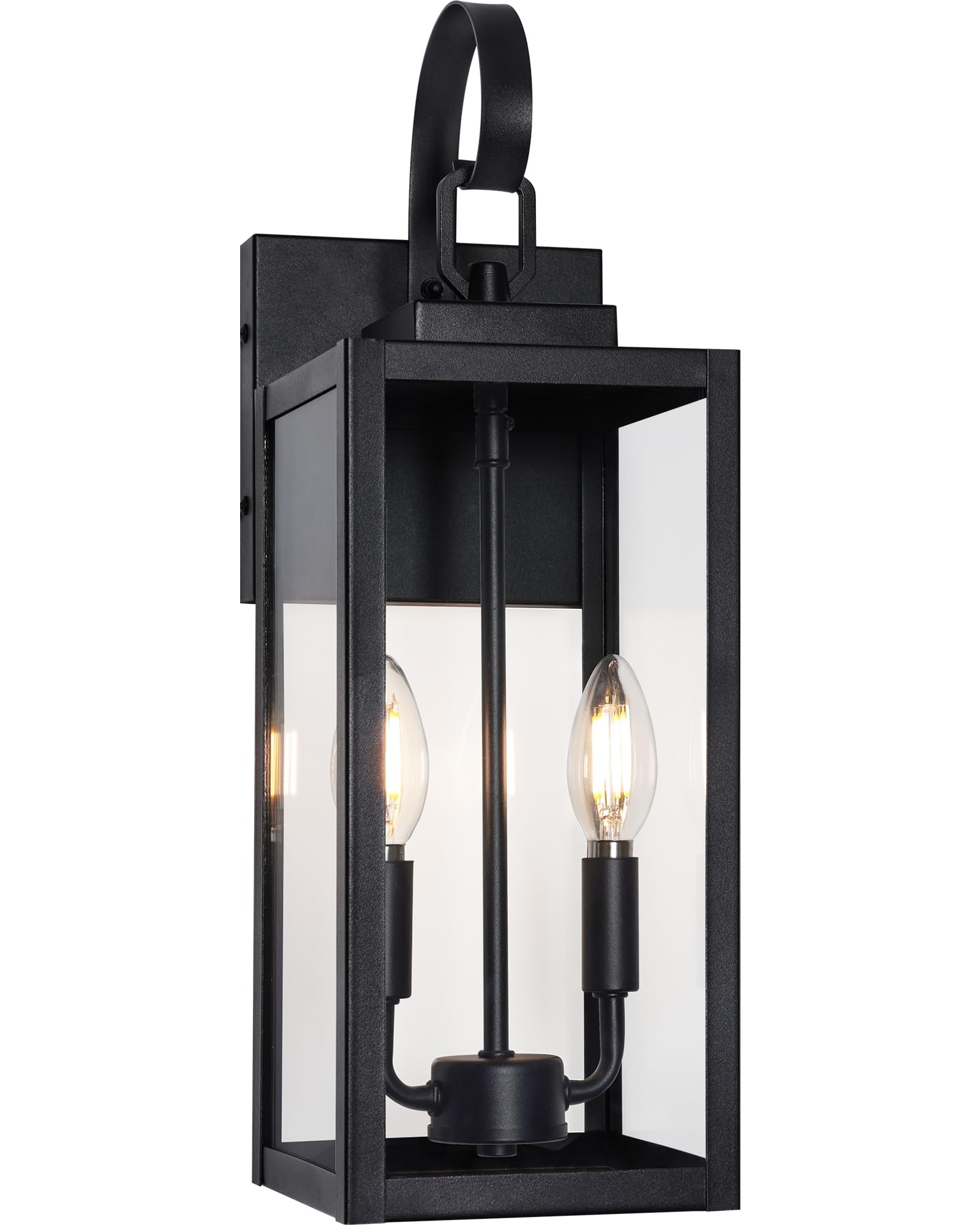Photo 1 of BesLowe 18" Outdoor Wall Light Fixture, 2-Light Large Exterior Lighting Fixture Wall Mount, Waterproof Porch Light Outdoor Wall Sconce Lantern, Outside Light for House Front Door Garage, Black