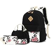FADOVYE Travel Laptop Backpack School Backpacks for Teen Girls Women, Kids Bookbag Travel Daypacks with Lunch Bag and Pencil Bag, Floral