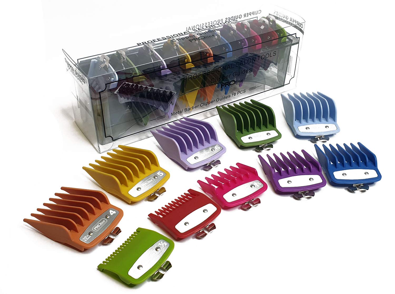 Professional Line Attachment Combs All Sizes with Strong Metal Fitting Cutting Guide Fit - Super Taper, Chromepro, Balding, Magic 5 Star and Other Standard Full Sized Clippers