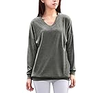 Allegra K Ladies V Neck Long Batwing Sleeve Side Pockets Loose Hoodie Blouse,Gray,X-Large / US 16
