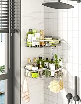 HapiRm Corner Shower Caddy Silver 2 Pack 11 Hooks Stainless Steel view 8