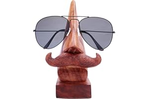 ITOS365 Handmade Wooden Nose Shaped Spectacle Specs Eyeglass Holder Stand with Mustache Gifts for Men