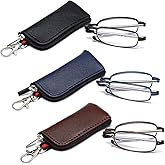 OWTXIS Folding Reading Glasses for Men Women, Keychain Compact Readers Blue Light Portable Pocket Eyeglasses