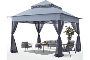ABCCANOPY Pop Up Gazebo 11x11 - Outdoor Canopy Tent with Mosquito Netting for Patio Garden Backyard (Gray)
