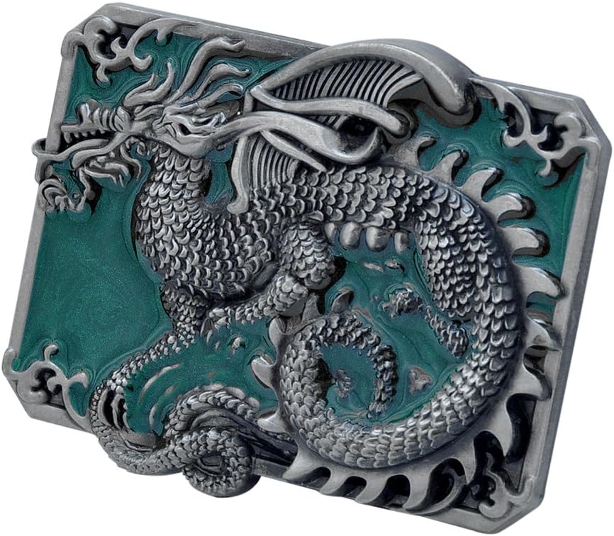 Buckle Rage Adult Mens 3D Enamel Chinese Dragon Tattoo Punk Belt Buckle