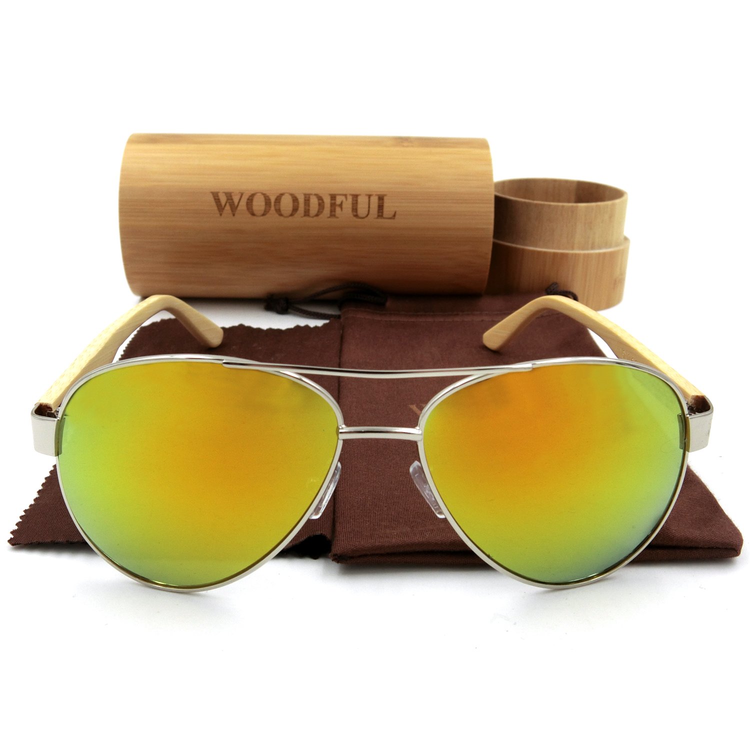 Wood Bamboo Aviator Glasses Wooden Sunglasses