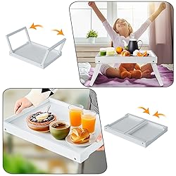 Bamboo Bed Tray Table with Folding Leg, Breakfast