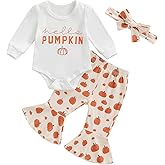 MoZiKQin My First Valentines Day Baby Girl Outfit Love Heart Ribbed Romper Bell Bottoms Pants Headband Cute Clothes