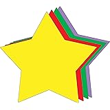 8” x 8” Star Assorted Color Super Cut-Outs, 15 Cut-Outs in a Pack for Star Inspired Classroom/School Craft Projects, Decor, Intergalactic Space Theme, Celebrations, Patriotic, Kids Craft Projects