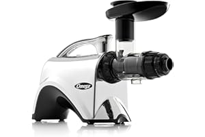 Omega NC900HDC Cold Press Juicer Machine, Vegetable and Fruit Juice Extractor and Nutrition System, Dual-Stage Slow Masticating Juicer, 150 W, Metallic