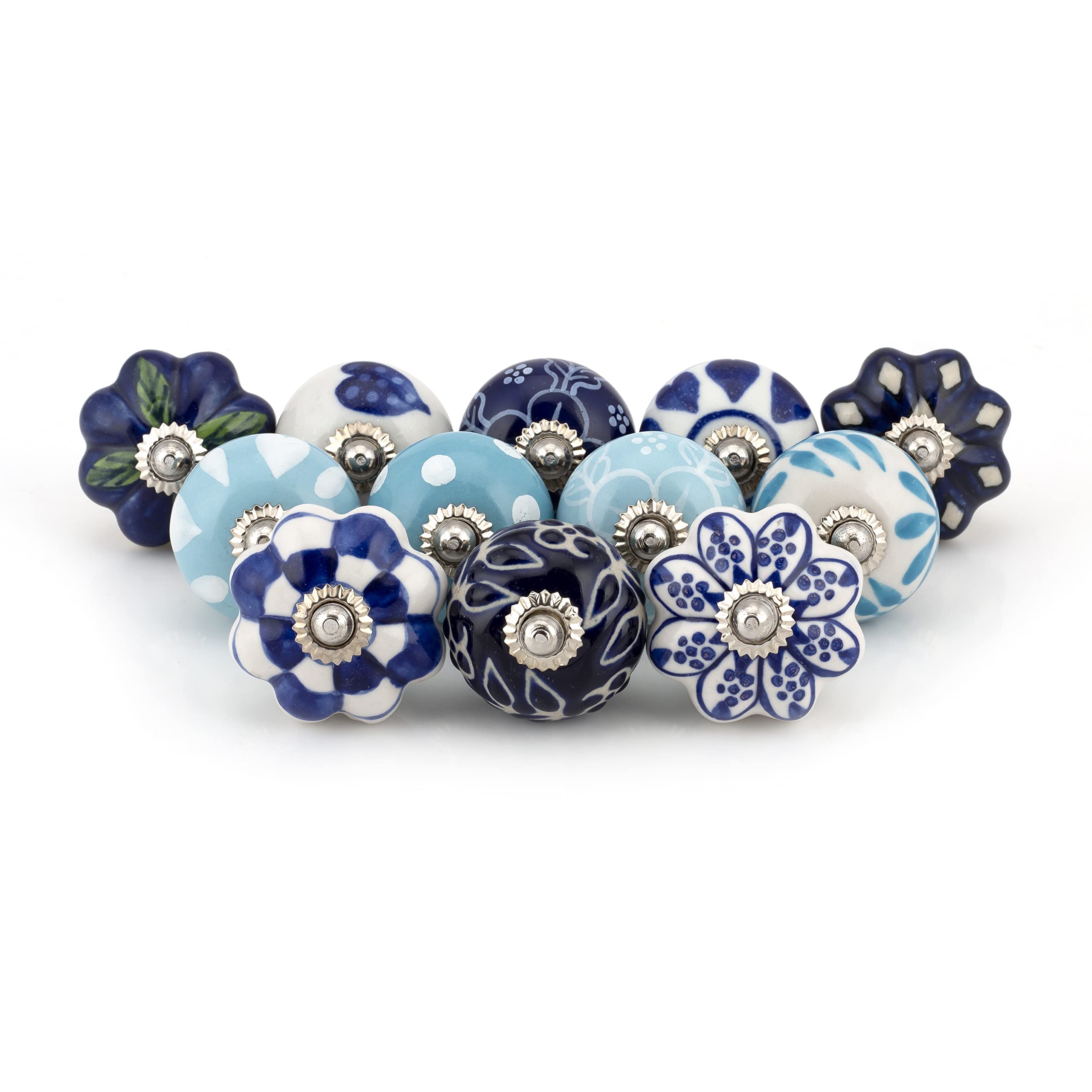 Craft Trade Blue Door Cabinet Knobs for Dresser Drawer Vintage Closet Ceramic Knob Colorful Pull Handles Cupboard Wardrobe Knobs for Kitchen Furniture Home Décor - Pack of 12 — image 1