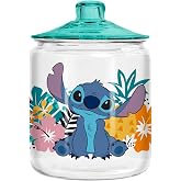 Silver Buffalo Disney Lilo &amp; Stitch Tropical Glass Cookie Snack Candy Jar With Lid (Small)