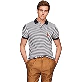 Tommy Hilfiger Mens Short Sleeve Casual Polo Shirts in Regular Fit with Stretch and Vertical Logo Designs