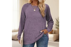 Plus-Size Sweatshirts for Women Casual Raglan Long Sleeve Pullover Tops Oversized Trendy Crewneck Shirts XL-5XL