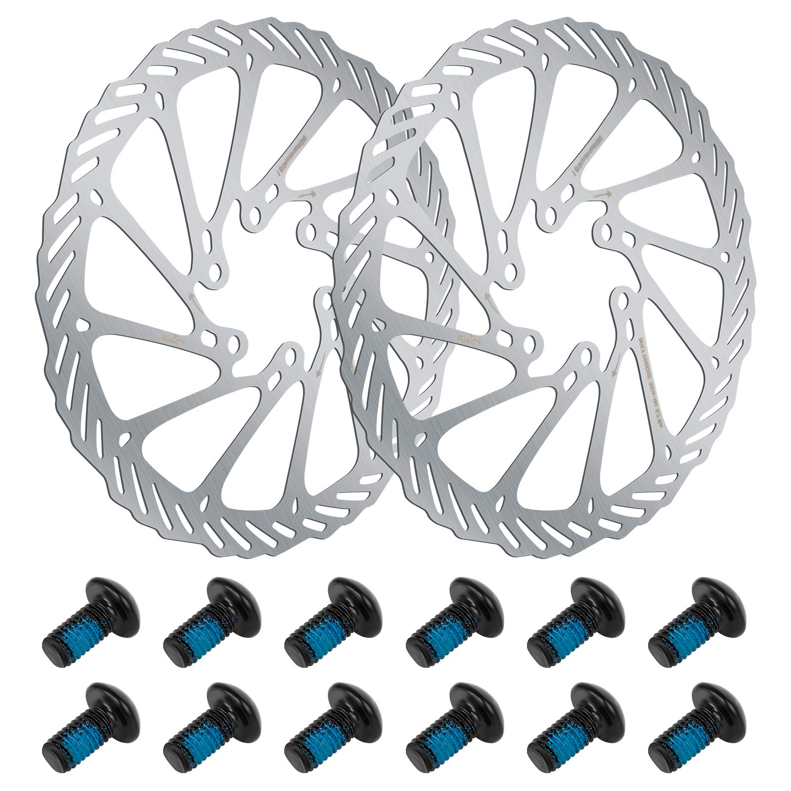 2 Pieces Bicycle Brake Disc, 160mm Disc Brake Rotor Stainless Steel Bike Rotor with 12 Pieces Screws Bicycle Disc Brake Rotor for Road Bike Mountain Bike MTB