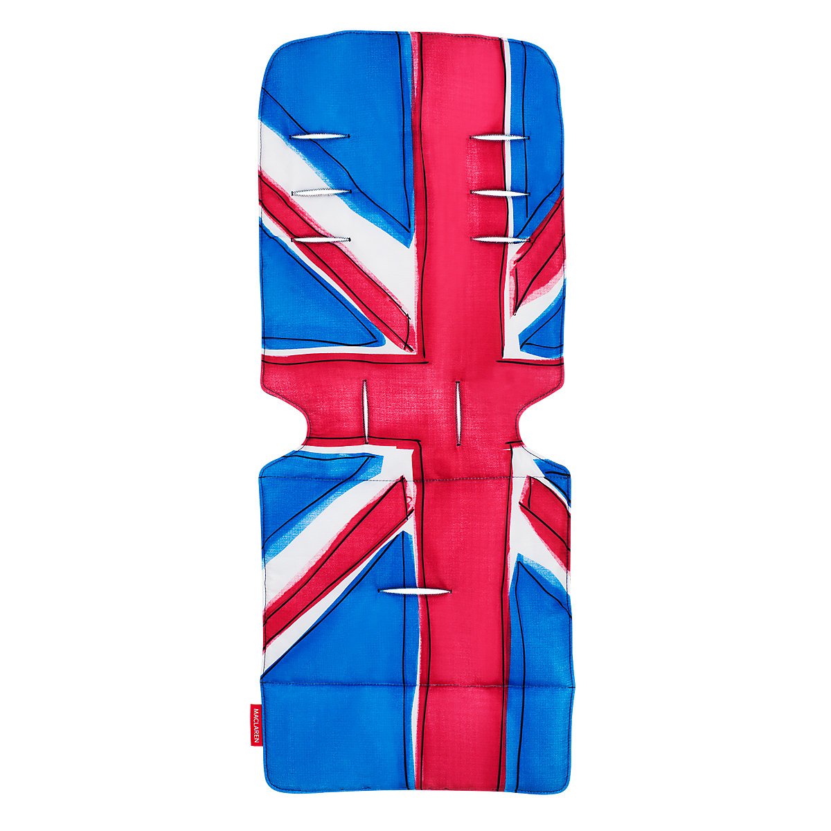 Maclaren Universal Seat Liner Union Jack Princess Blue - Double-sided stroller accessory. Breathable, sweat absorbent and machine washable. Easy to attach/detach to all umbrella-fold pushchairs