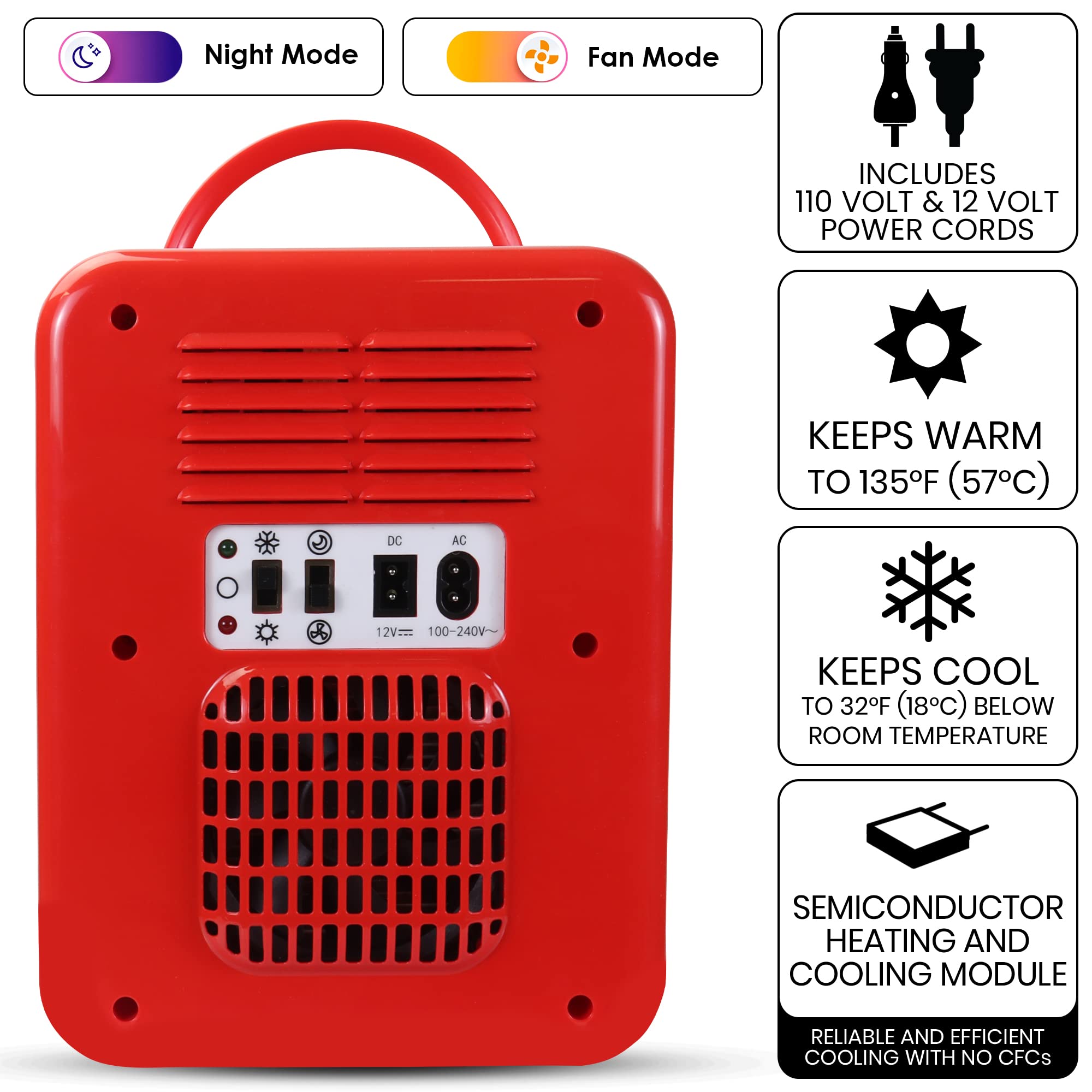 Coca Cola World 1971 Series Portable 6 Can Thermoelectric Mini Fridge Cooler/Warmer, 4 L/4.2 Quarts Capacity, 12V DC/240V AC for Home, Dorm, car, Boat, Beverages, Snacks, Skincare, Cosmetics