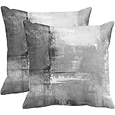 Britimes Throw Pillow Covers Modern Home Art Decor, 18 x 18 Inches Set of 2 Abstract Oil Painting Pillowcases for Bedroom, Living Room, Cushion Couch Sofa, Abstract White Grey