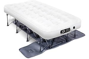Ivation EZ-Bed (Twin) Air Mattress with Deflate Defender™ Technology Dual Auto Comfort Pump and Dual Layer Laminate Material - AirBed Frame & Rolling Case for Guest, Travel, Vacation, Camping