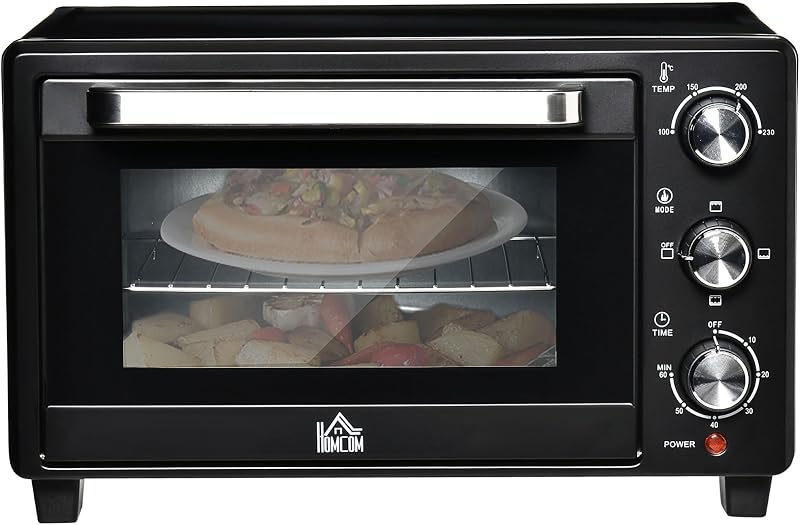 HOMCOM Mini Oven 21L Countertop Electric Grill Toaster 1400W Black