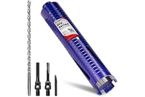 DaduoRi 2" Core Drill Bit with Pilot Bit & Adapters(SDS Plus and 1/2" Hex), 5/8"-11 Thread, 9.5" Depth, Upgraded-Welded Segme