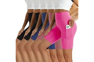 MaaGcc Women's High Waisted Biker Shorts 5 Pack - Tummy Control Yoga Workout Shorts with Pockets