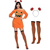 Spooktacular Creations Adult Women Pumpkin Costume, Halloween Poncho for Women