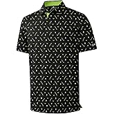 ZITY Men's Golf Polo Shirt Short Sleeve Performance Moisture Wicking Collared Print Shirt for Golf and Casual Wear