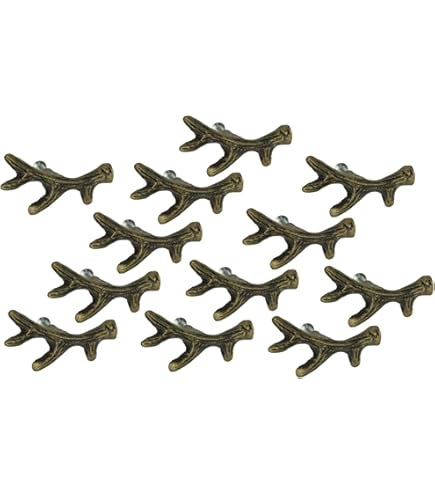 RR-RUOSHUI 4 Pcs Deer Cabinet Knobs, Single Hole Knobs, Retro Drawer Pulls For Drawer Wardrobe Cupboard Knobs Home Kitchen Decorative Handles Pulls (Bronze