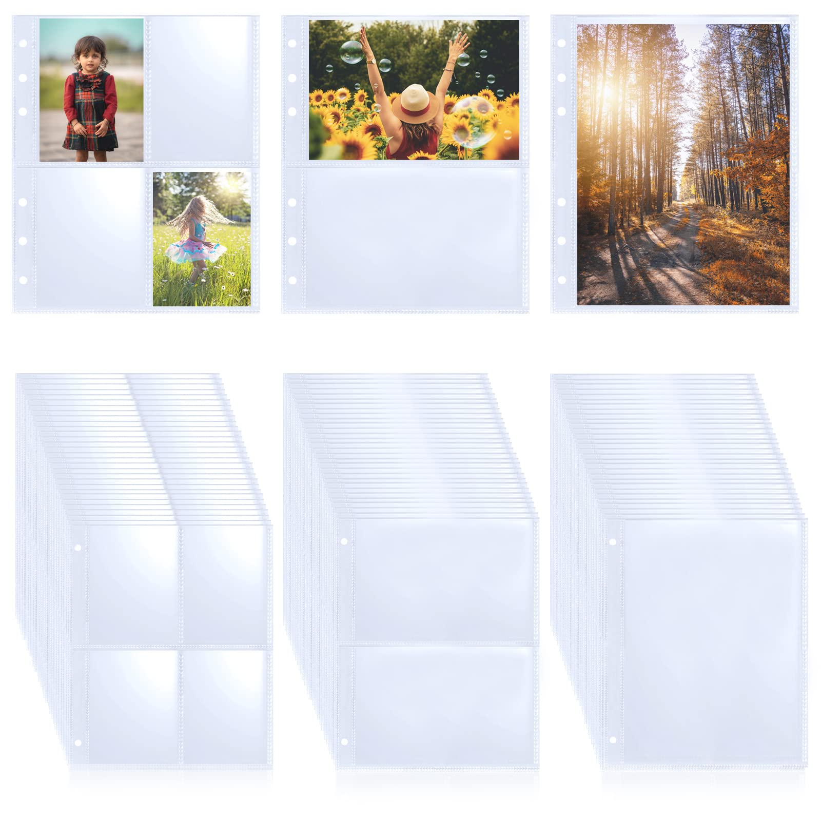 90 Pcs Photo Pockets - A5 Size Cash Envelopes, Budget Binder Pouch Folders for 6 Ring Album, Plastic Notebooks, Photocard Photos Cards