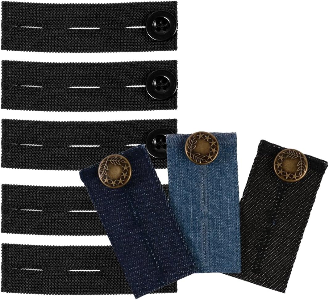 Yotako Pants Button Extender Set, 5X Elastic Pregnancy Pants Extender+ 3X Jeans Waistband