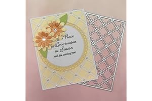 Ammsochy Cutting Dies Metal Stencils Scrapbooking Tools Flowers Lace Frame DIY Embossing Template for Paper Card Making Album Arts Crafts Supplies (Square Hollow background-11.1x14.3cm)