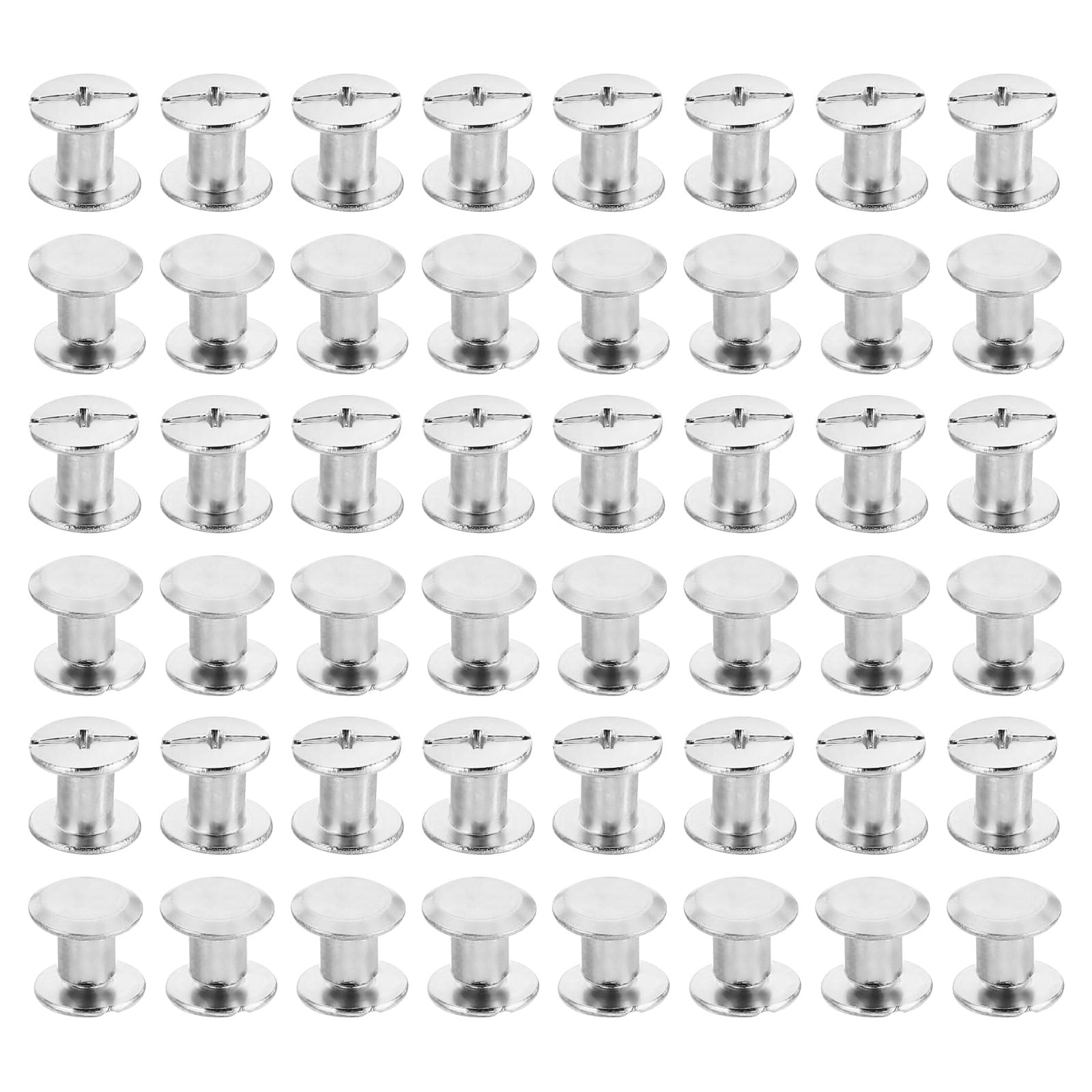 PATIKIL M5x6mm Chicago Screws, 50 Sets Chicago Screws Phillips Binding Post Screw Bolts Leather Rivets Brass Fasteners Connectors Steel for Leather Belt Scrapbook Photo Albums, Silvery