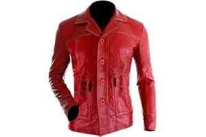 SpazeUp Men's Motorcycle Racing Red Leather Jacket - Fight Racing Biker Leather Jacket Men