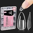 Beetles Gel Nail Tips Medium Almond Etch X Nail Tips, 12 Sizes 288 PCS Half Matte Full Cover False Nails Clear Acrylic Nails Glue on Nails DIY Gift for Women