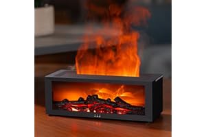 Fireplace Diffuser, Flame Fireplace Essential Oil Diffuser, 150ML Ultrasonic Cool Mist Humidifier with Remote Control and 7 C