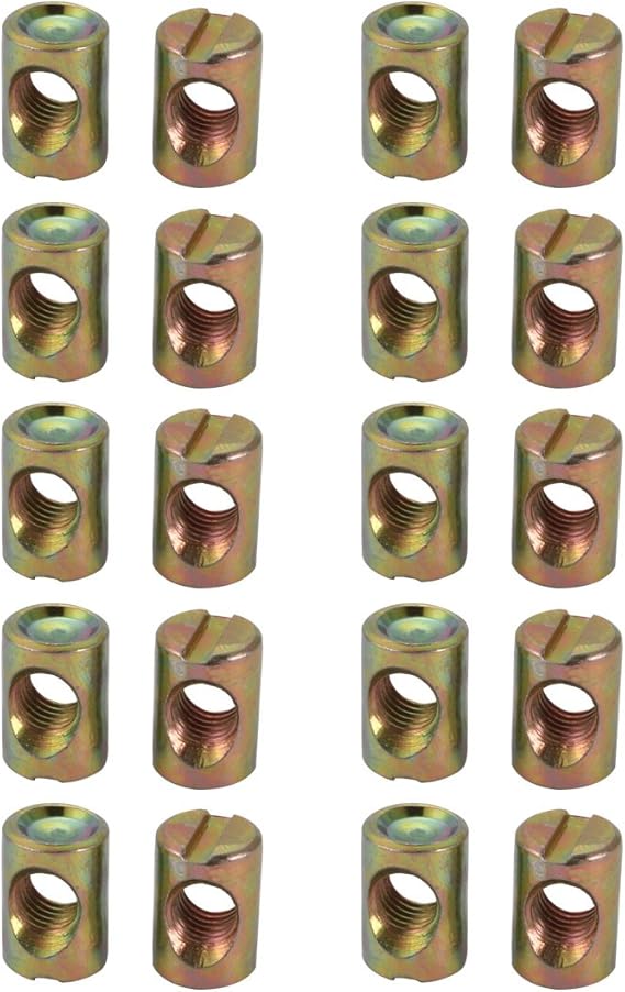 sourcingmap 20pcs M8 Thread 18mm Length Iron Slotted Drive Cross Dowel