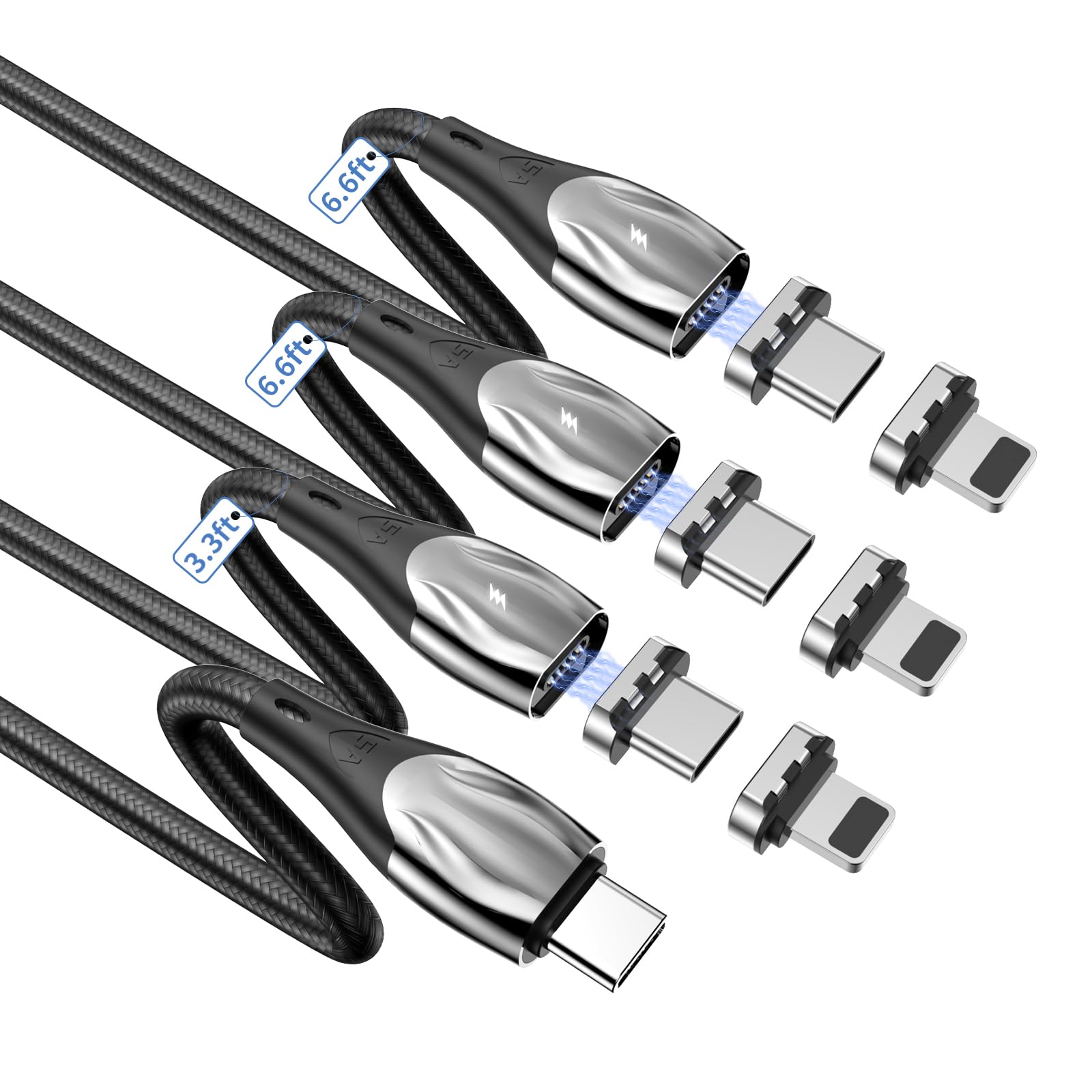 Photo 1 of 100W Magnetic Charging Cable,Magnetic Right Angle USB C Cable,480Mbps Data Transfer,5A Fast Charging,Compatible with USB C Device (3, Black 5a, 100W)