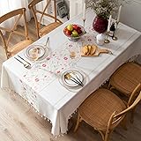 Bringsine Cotton Linen Solid Tablecloth,Rectangle