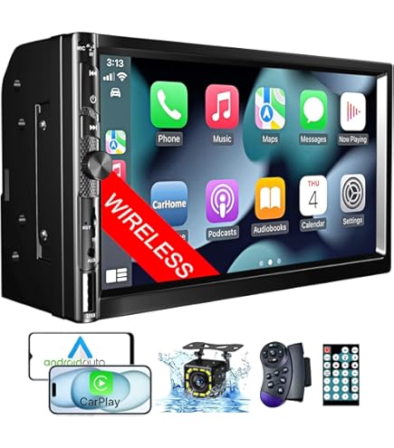 Amazon.com: Wireless 7 inch Double Din Car Stereo with Apple