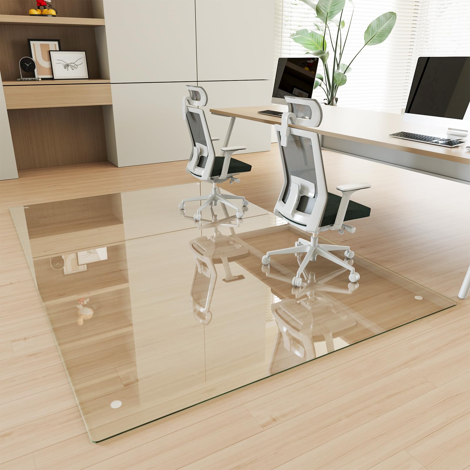 Photo 1 of ** NEW ** [Tempered Glass] 48" x 72" Glass Chair Mat, 1/5" Thick Office Chair Mat for Carpet or Hardwood Floor, Heavy Duty Hard Chair Mats with Round Corner and Polished Edge, Carpeted Floor Protector